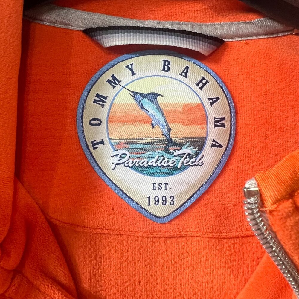Tommy Bahama Marlin Logo Fleece 3/4 Zip Orange Men M Pullover Activewear Casual - Picture 4 of 9